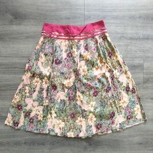 R.Q.T Petite Vintage Y2K Floral Print Crinkled Rayon Fairy Midi Skirt Size 10P